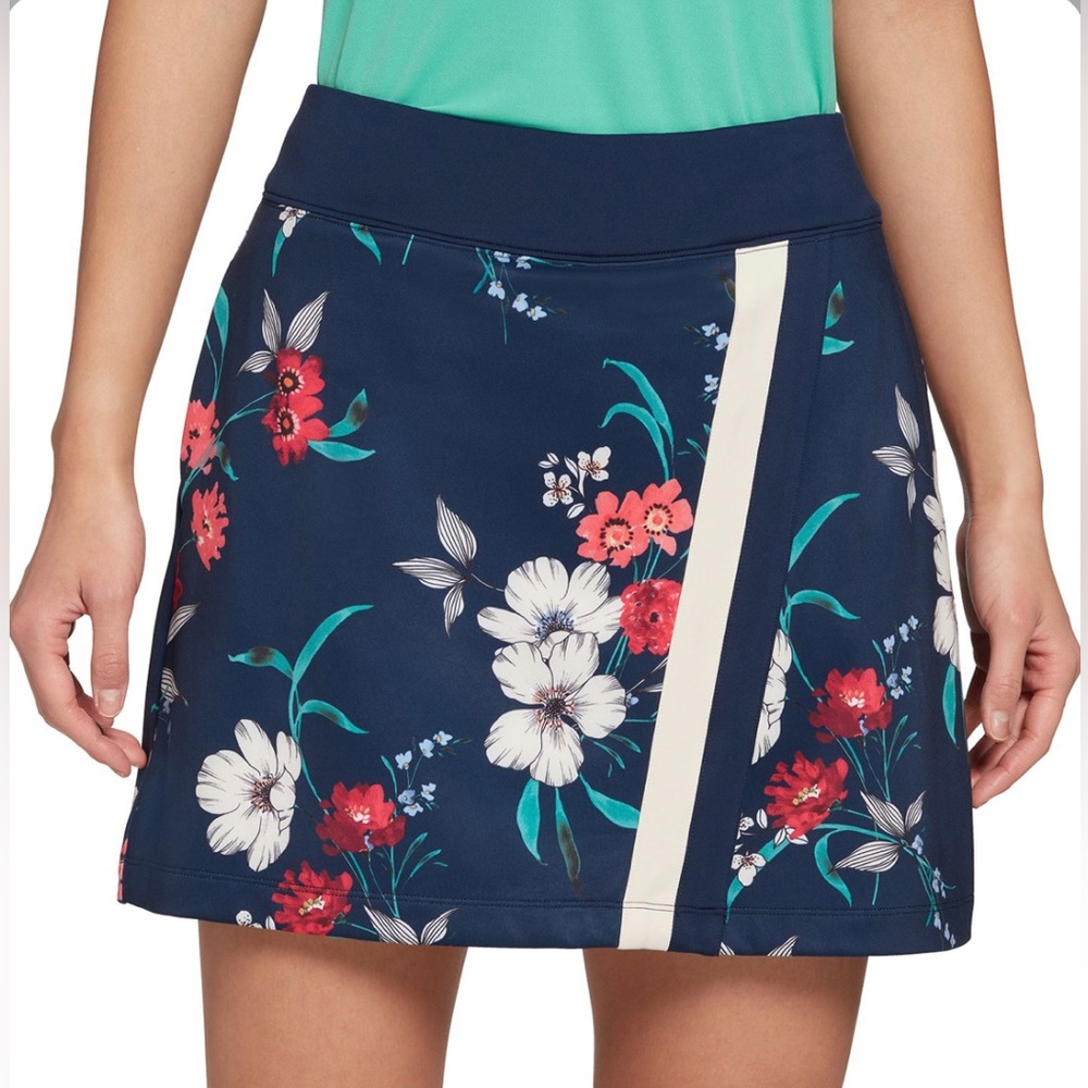 Lady Hagen Garden Floral Navy Blue Contrast Wrap Golf Skort with built-in shorts